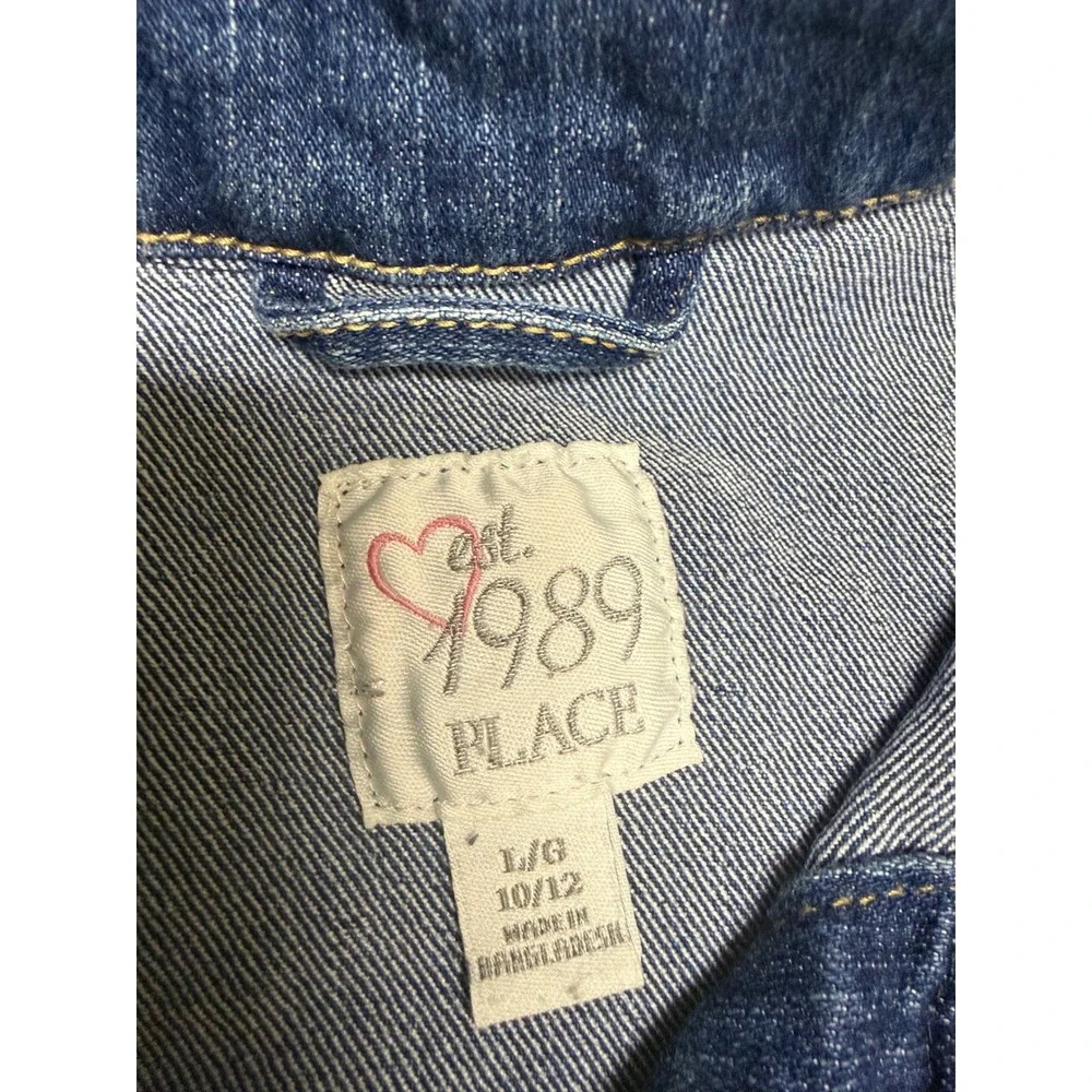 The Children's Place Kids Denim Trucker Jacket Blue Medium Wash Distressed 10/12